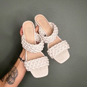 Quipid One Planet Women's White Braided Sandals